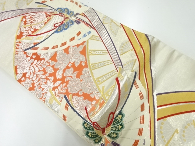 JAPANESE KIMONO / VINTAGE FUKURO OBI / SILK / WOVEN BUTTERFLY